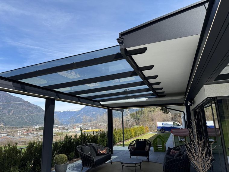 Copertura per terrazza con tetto in vetro